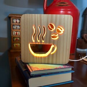 Wooden Coffee Cup Light
